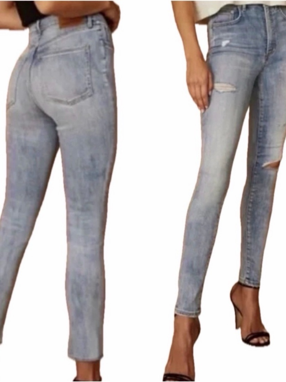 Aritzia Denim Forum The Lola High Rise Skinny Crop Women's Light Wash Jeans